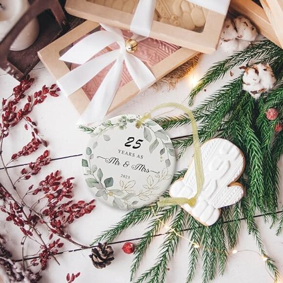 Happy 25th Anniversary Ceramic Ornament 2023 Christmas - BRAND NEW - Picture 5 of 11